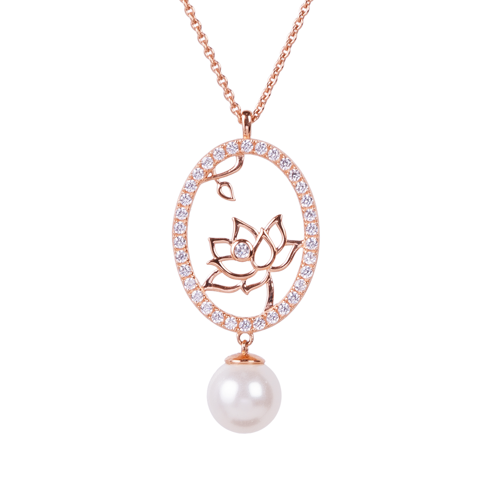 Lotus Fairies Oval Necklace Rose Gold Shen Yun Collections