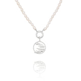 Pearl Charm Clasp Necklace Silver