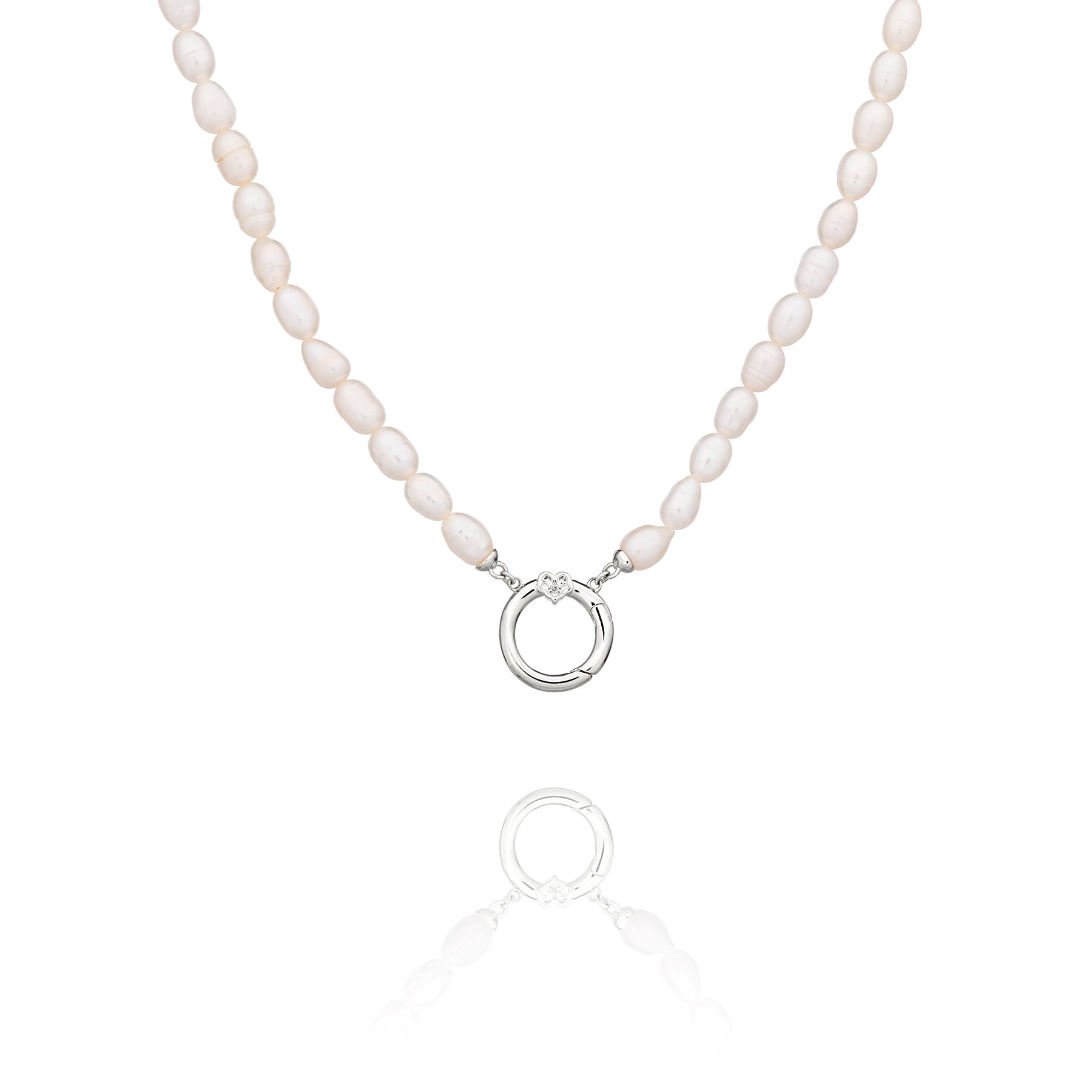Pearl Charm Clasp Necklace Silver Shen Yun Collections