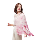 Plum Blossom 100% Cashmere Scarf Pink Modeling - Shen Yun Collections