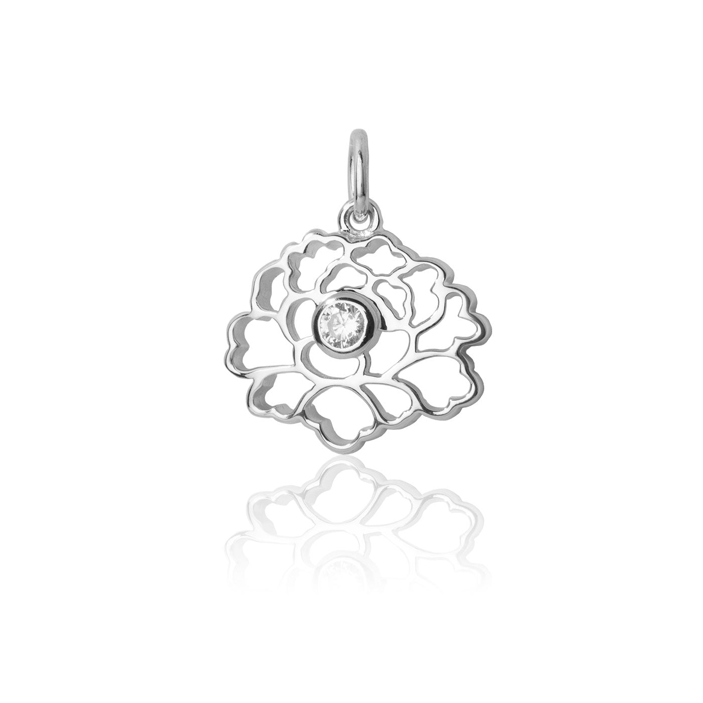 Tang Flower Charm Silver with White Gem Shen Yun Collections