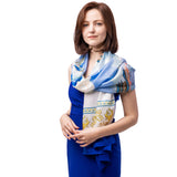 Phoenix of the Sapphire World Silk Long Scarf Model Image | Shen Yun Collections