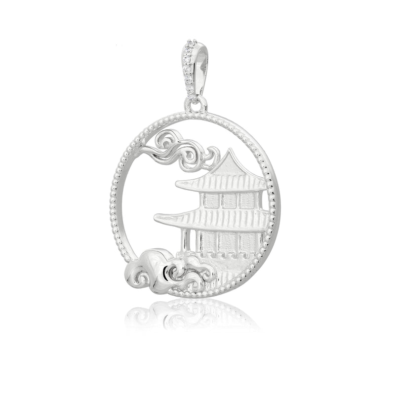 Mystical Moon Palace Charm Silver 23mm Side - Shen Yun Collections