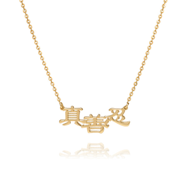 Zhen Shan Ren Words Necklace 14k Front Image | Shen Yun Collections