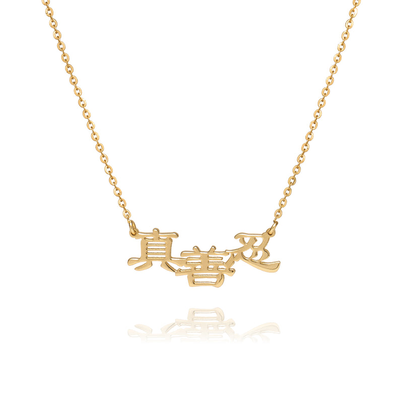 Zhen Shan Ren Words Necklace 14k Front Image | Shen Yun Collections