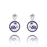 Blue and White Lotus Earrings