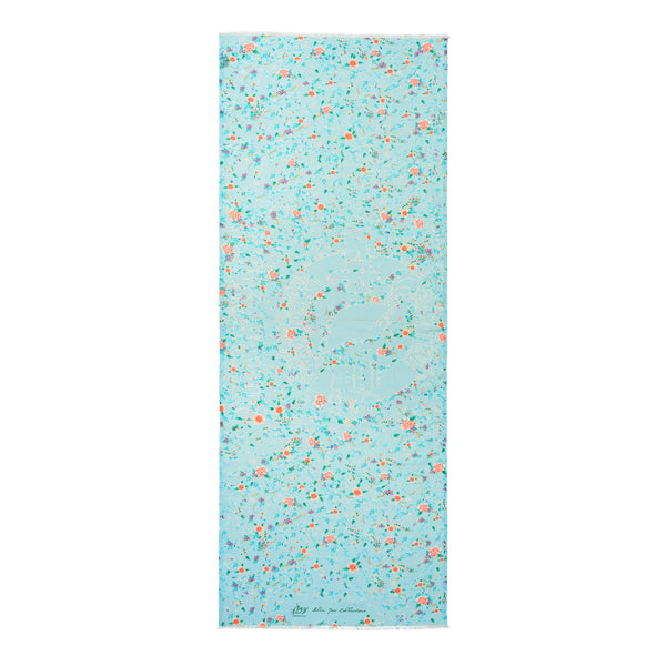 Celestial Flowers Long Scarf - Blue