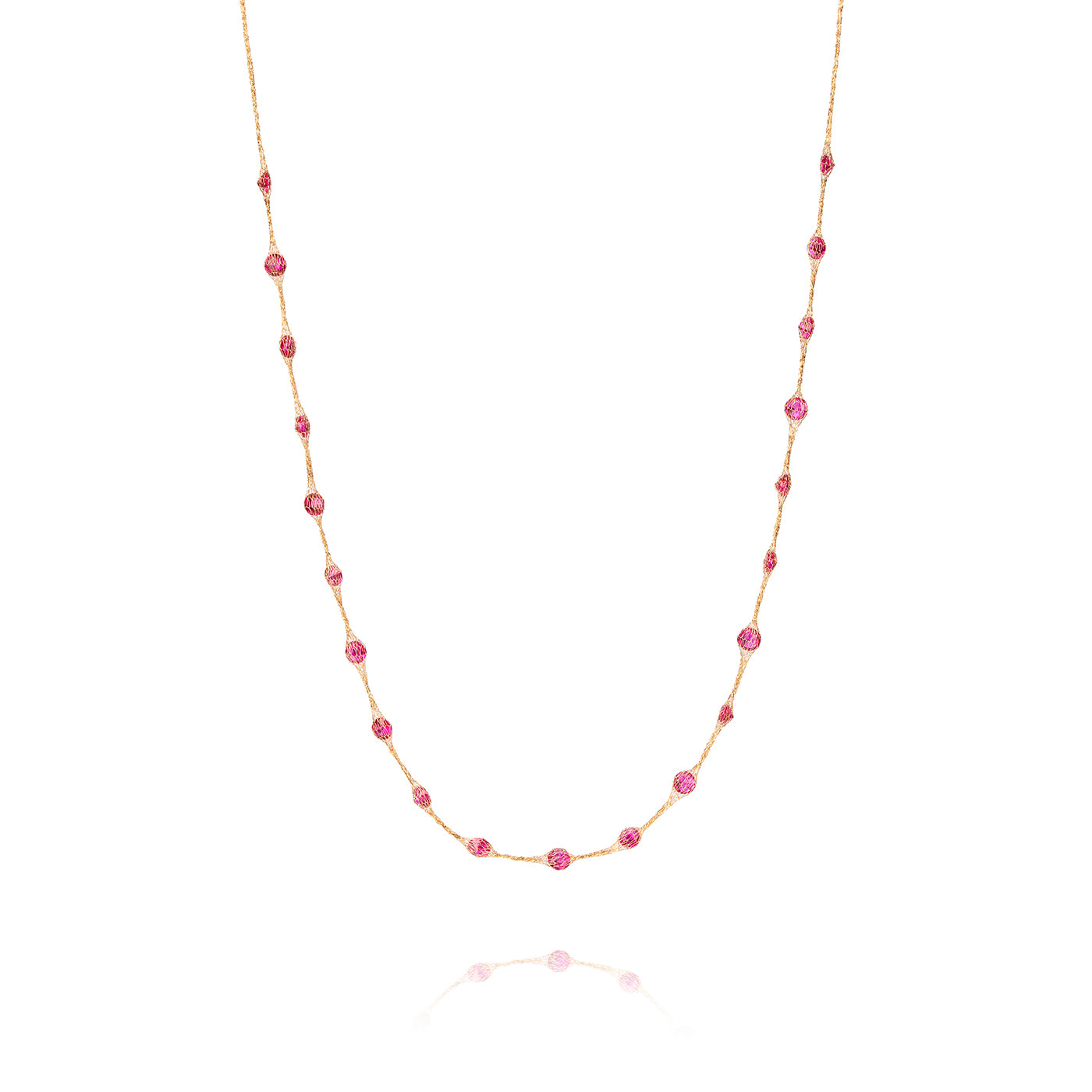 Ruby Glow Crochet Necklace 14kt Yellow Gold - Shen Yun Collections