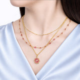 Ruby Glow Crochet Necklace 14kt Yellow Gold