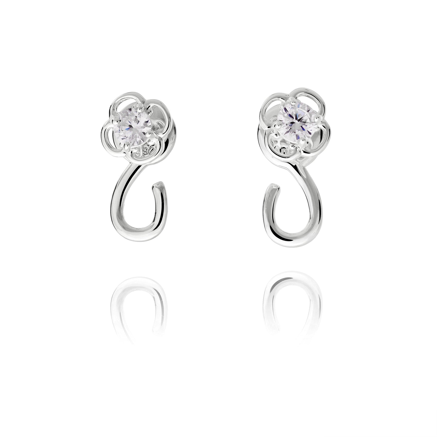 Ruyi Charm Hoop Earrings Silver - Shen Yun Collections