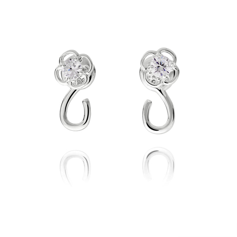 Ruyi Charm Hoop Earrings Silver