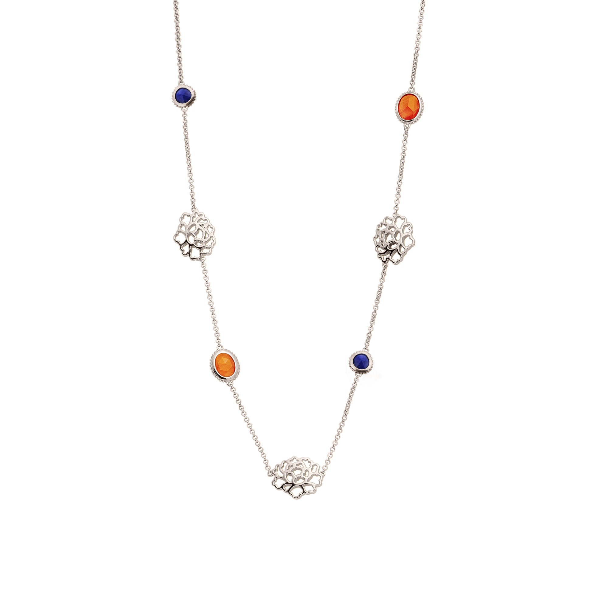 Majestic Tang Peony Necklace Silver Front - Shen Yun Collections