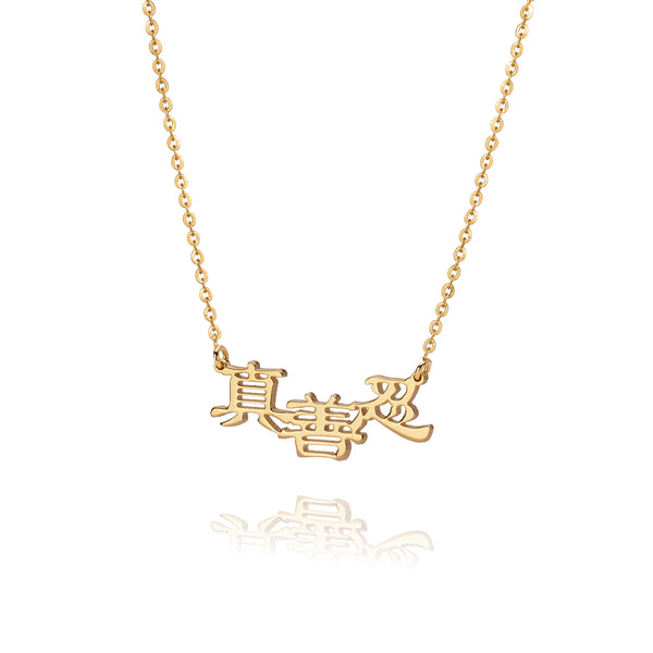 Zhen Shan Ren Words Necklace 14k Side Image | Shen Yun Collections