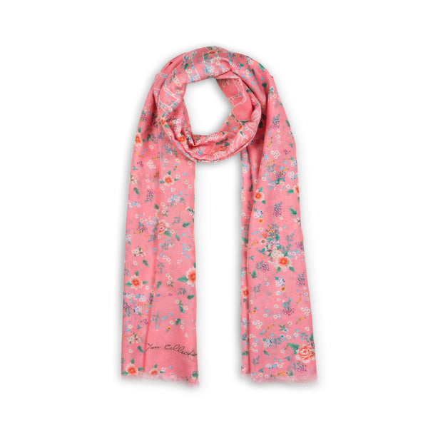 Celestial Flowers Long Scarf - Pink