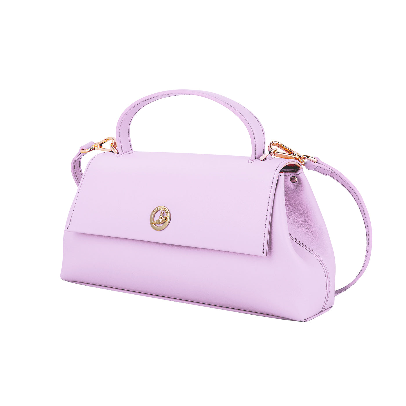 Italian Premium Leather Trapeze Bag Lavender Purple | Shen Yun
