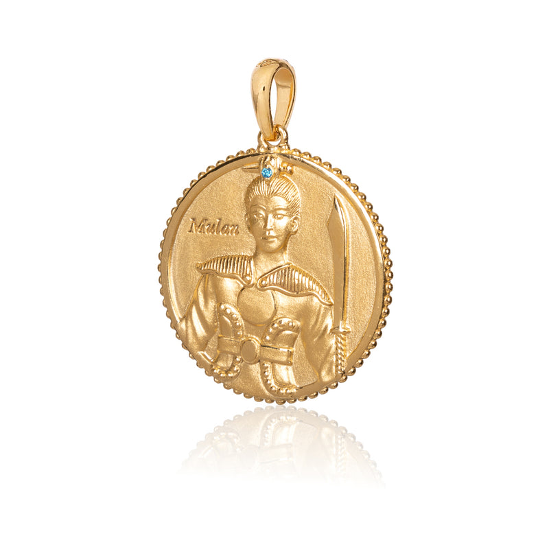 The Legendary Mulan Charm Gold 25mm Rear Side - Shen Yun Collections