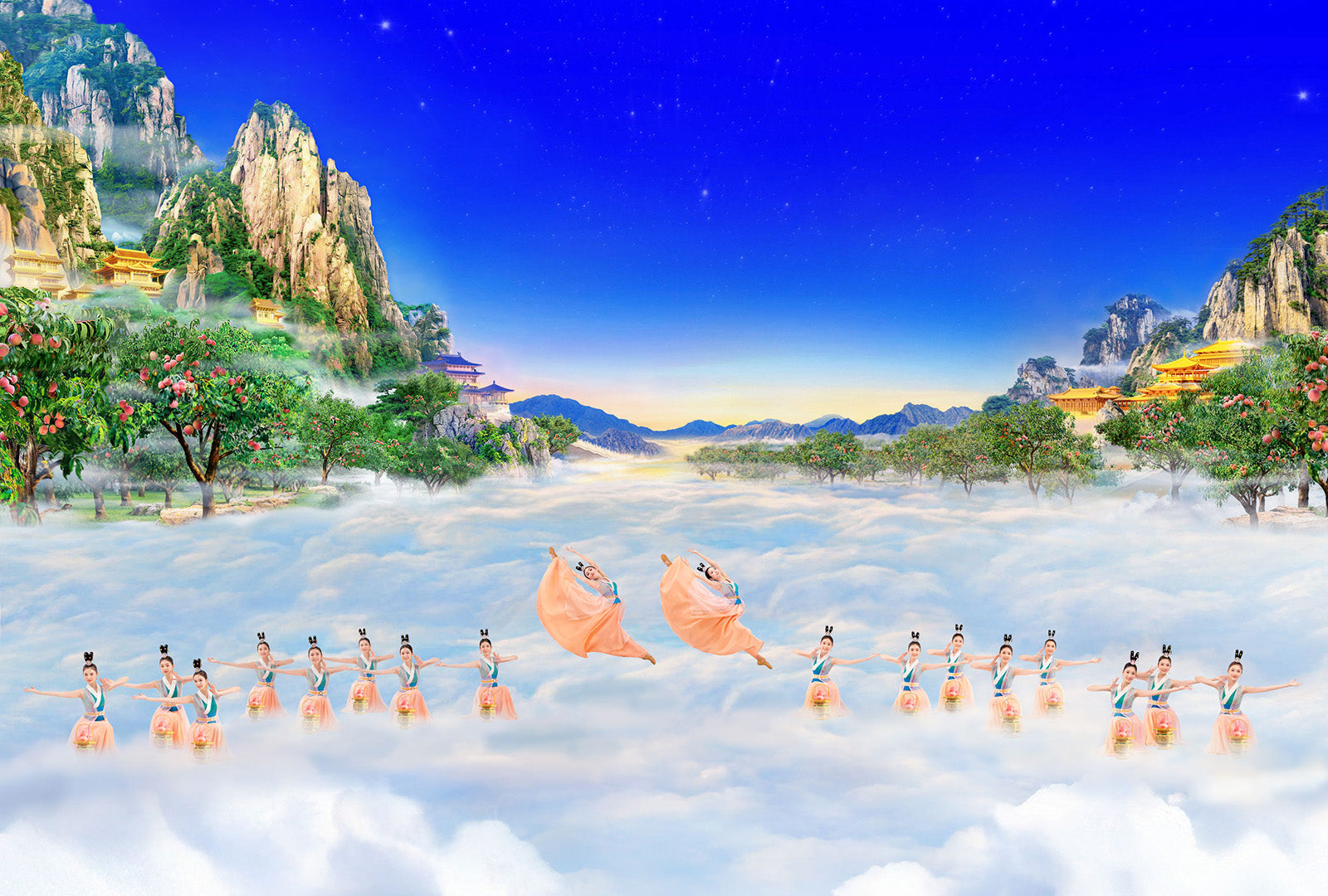 Heavenly Fairies of the Peach Garden Giclée Print