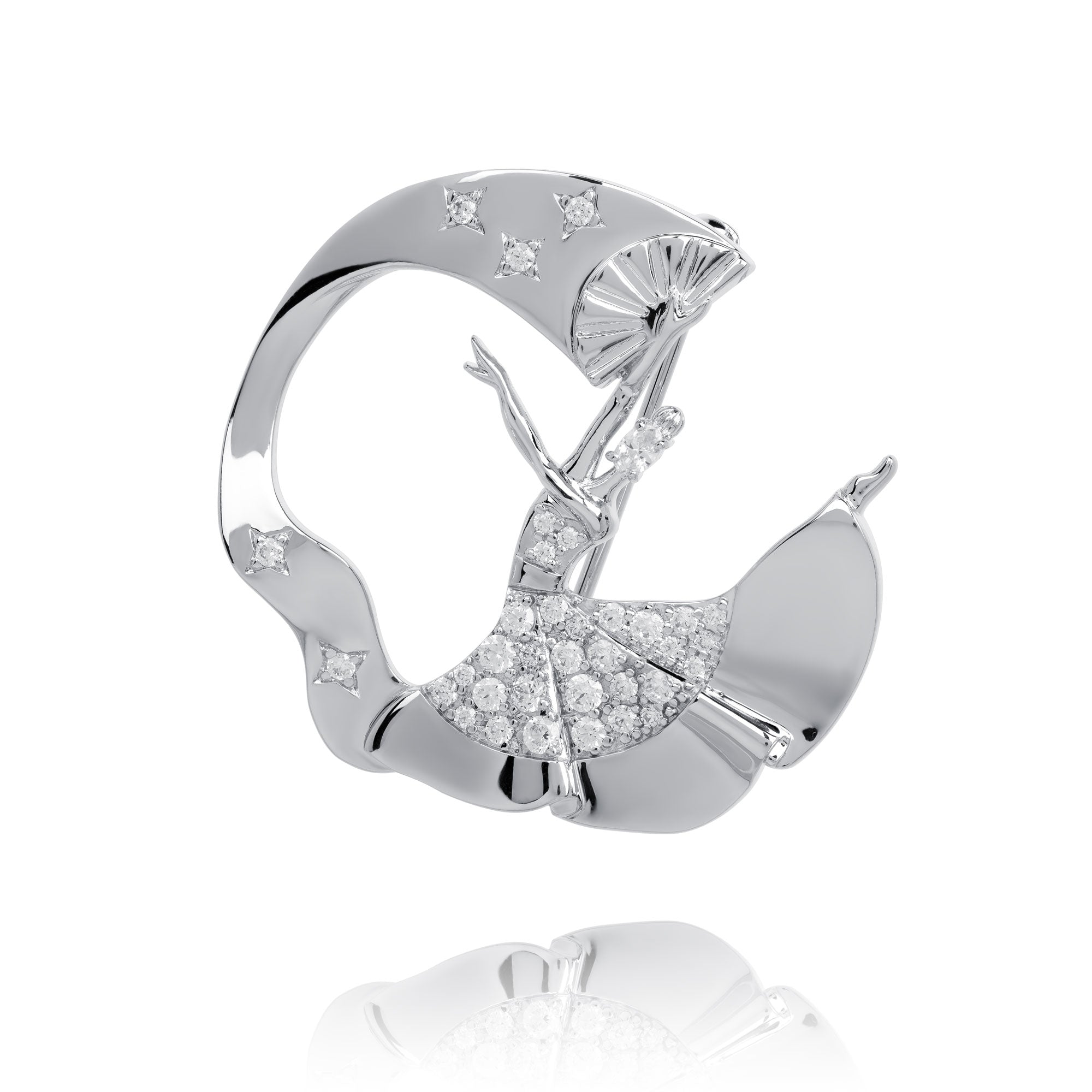 Fan Dance Brooch Silver Front - Shen Yun Collections