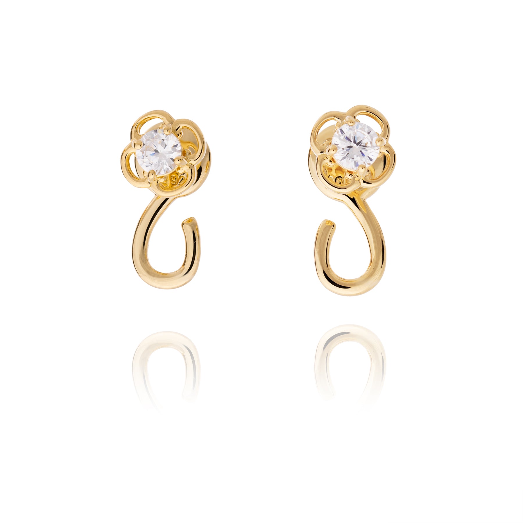 Ruyi Charm Hoop Earrings Gold - Shen Yun Collections