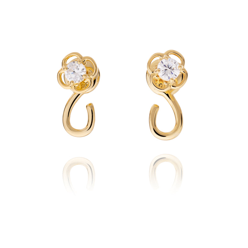 Ruyi Charm Hoop Earrings Gold - Shen Yun Collections