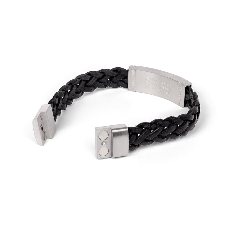 Zhen Shan Ren Wondrous Words Leather Bracelet Black 7.5"