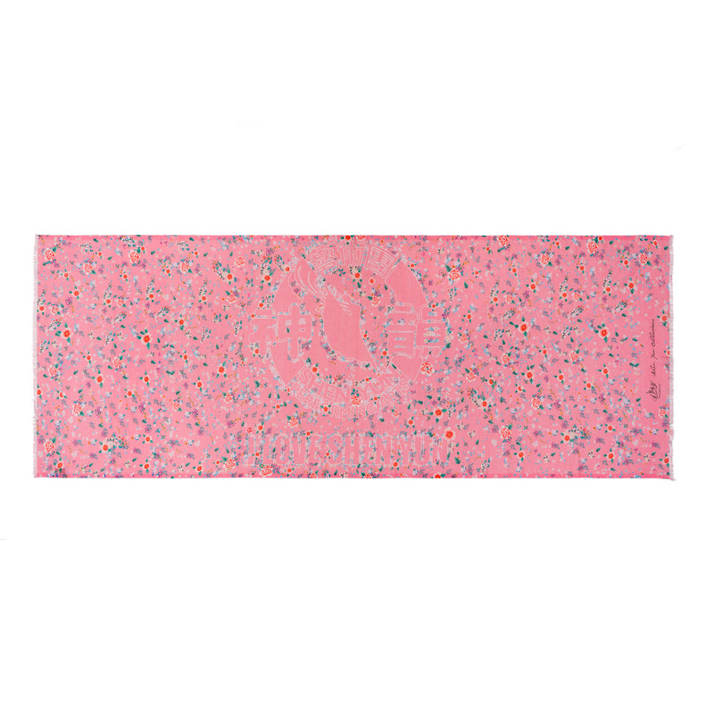Celestial Flowers Long Scarf Pink Overall Horizontal - Shen Yun Collections