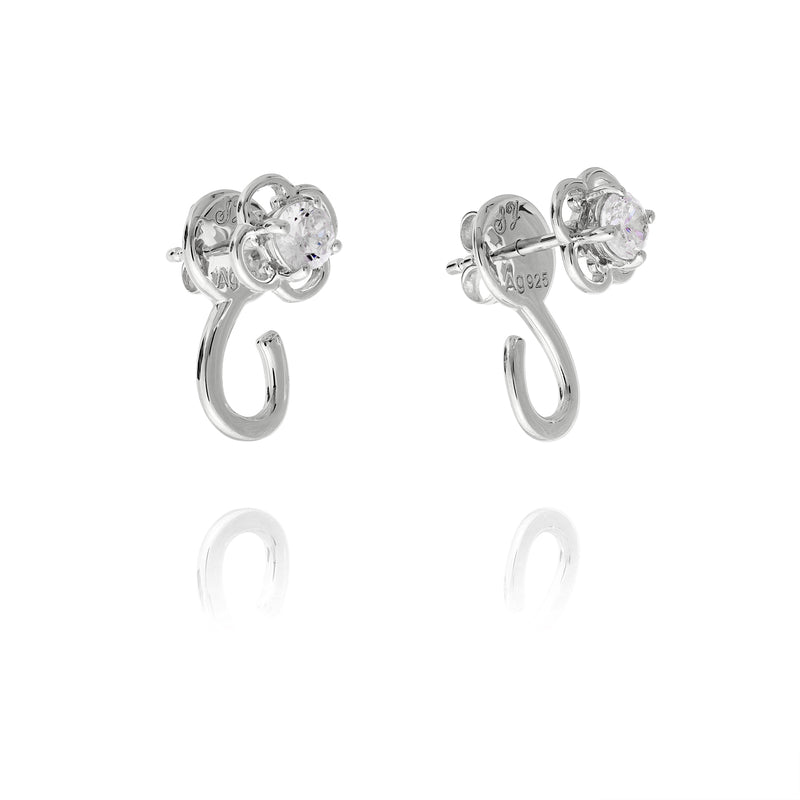 Ruyi Charm Hoop Earrings Silver