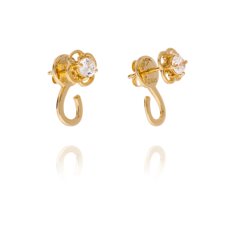 Ruyi Charm Hoop Earrings Gold Side - Shen Yun Collections