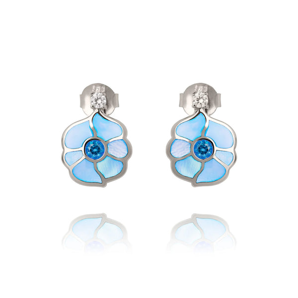 Windmill Grace Stud Earrings Blue Front - Shen Yun Collections