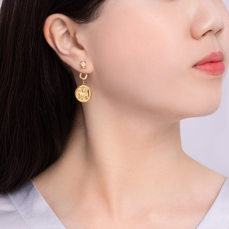Ruyi Charm Hoop Earrings Gold