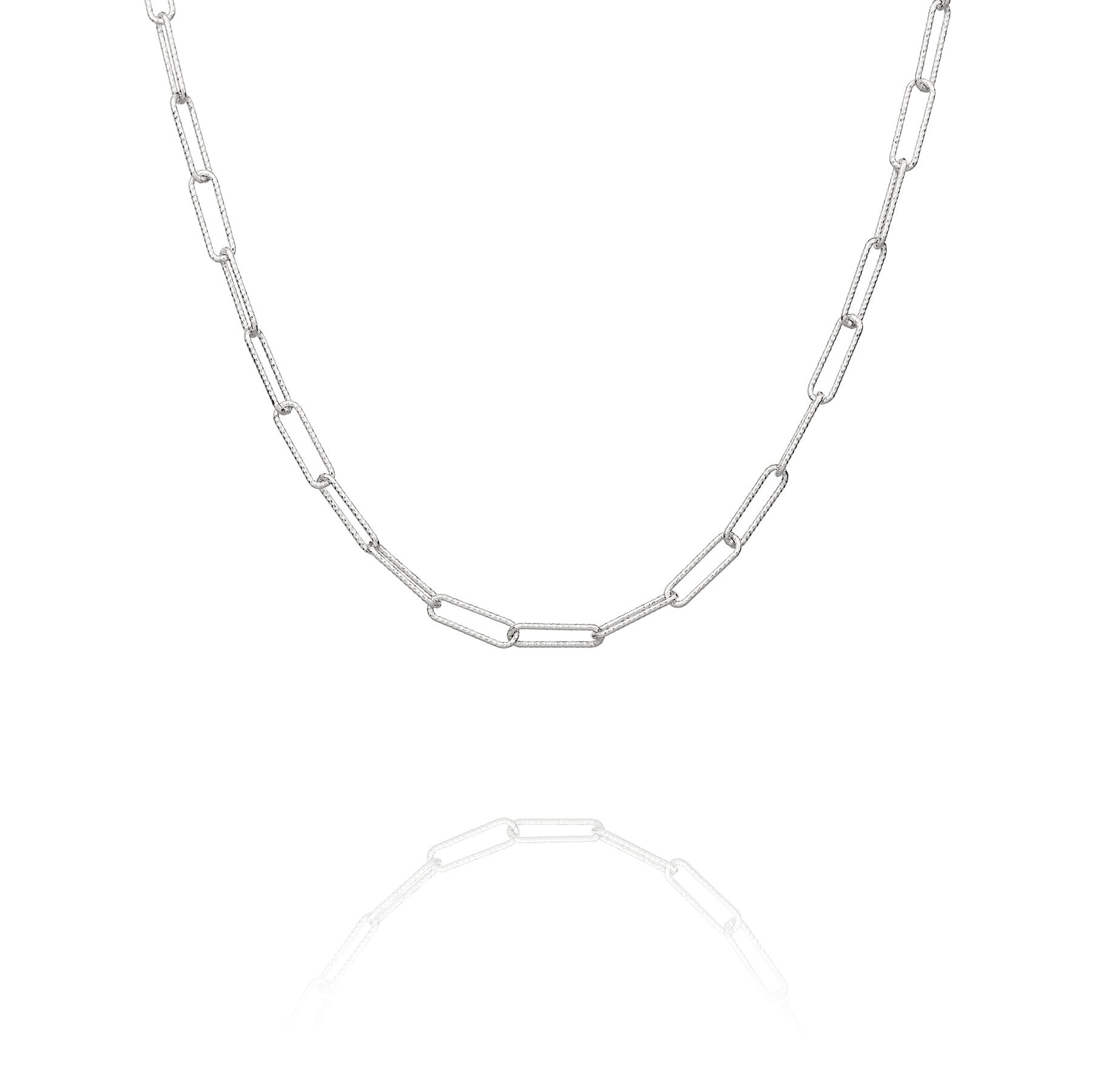 Diamond Cut Paperclip Chain 24" (Silver)