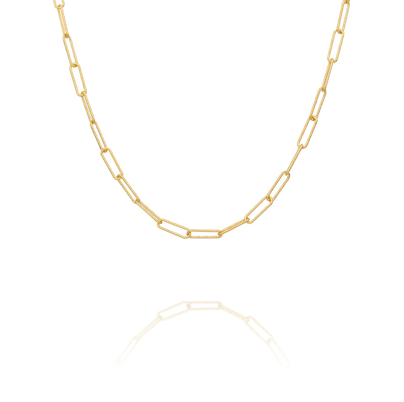 Diamond Cut Paperclip Chain 24" (Gold Vermeil)