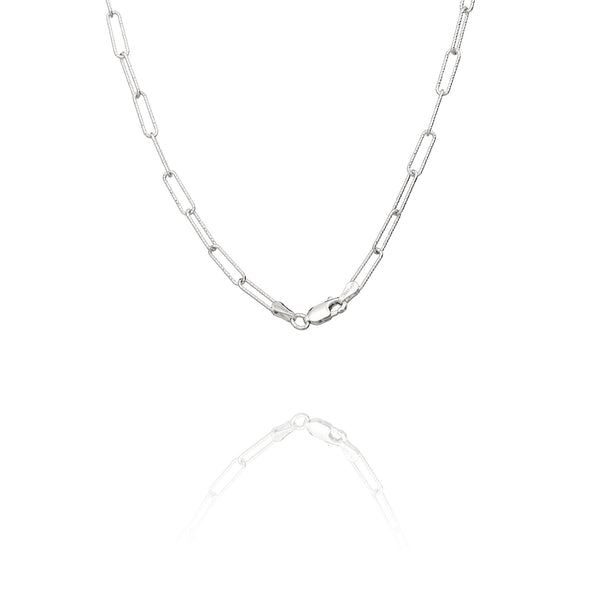 Diamond Cut Paperclip Chain 24" (Silver) Image 2 - Shen Yun Collections