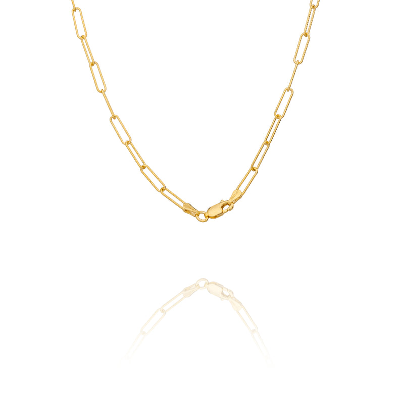 Diamond Cut Paperclip Chain 24" (Gold Vermeil)