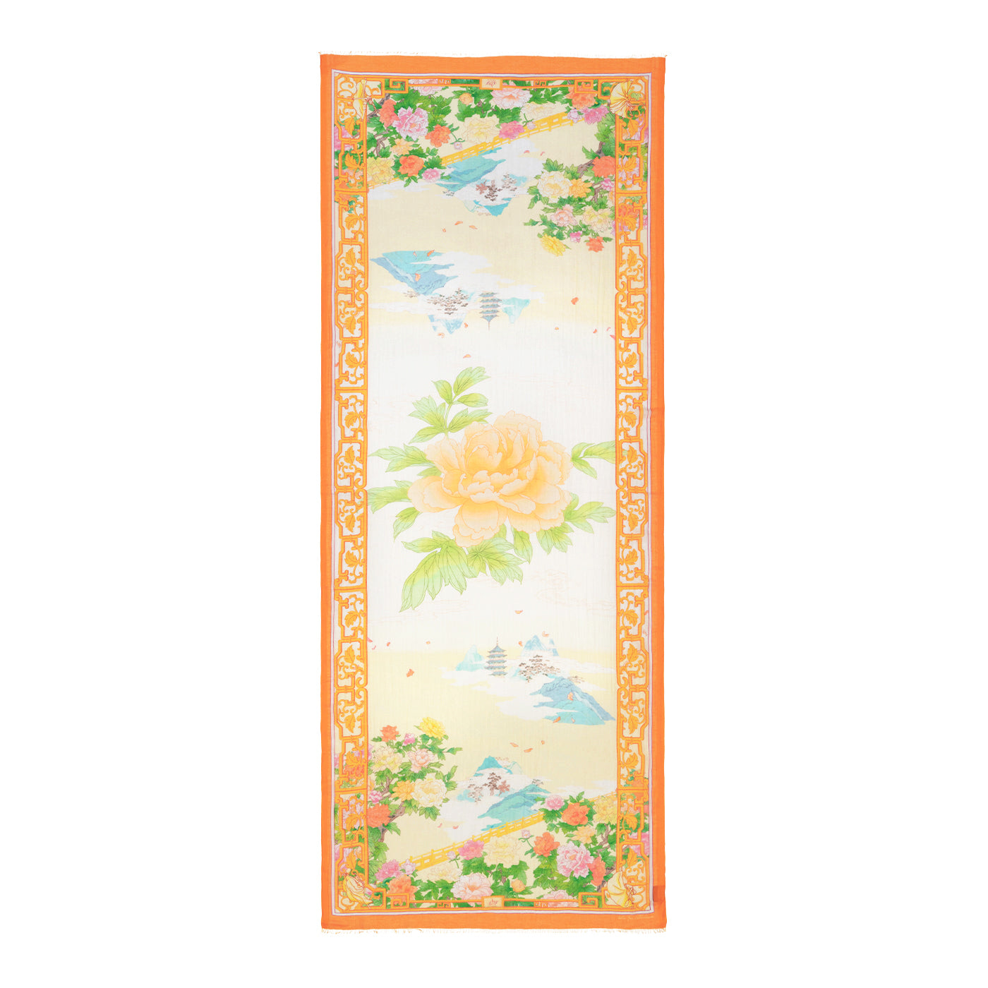 Peony Elegance Long Scarf Full View - Shen Yun Collections
