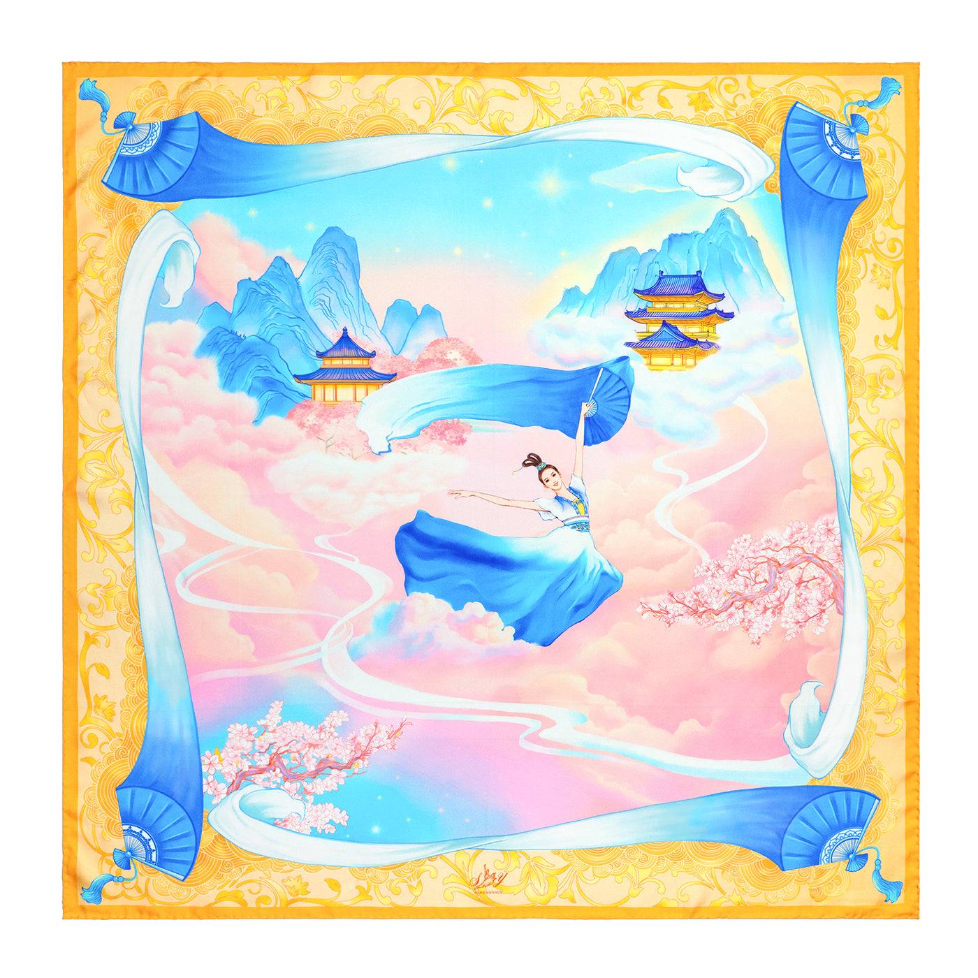 Blue Fan Fairy Scarf