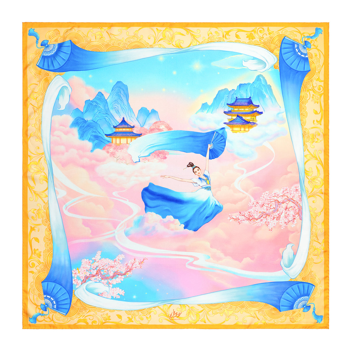 Blue Fan Fairy Scarf