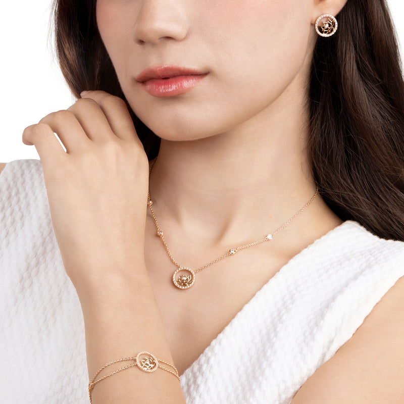 Lotus Fairies Stud Earrings Rose Gold