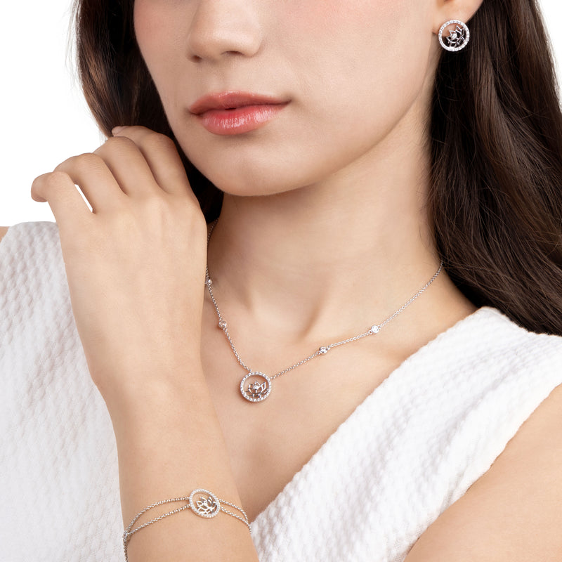 仙蓮項鏈 17英寸 銀色