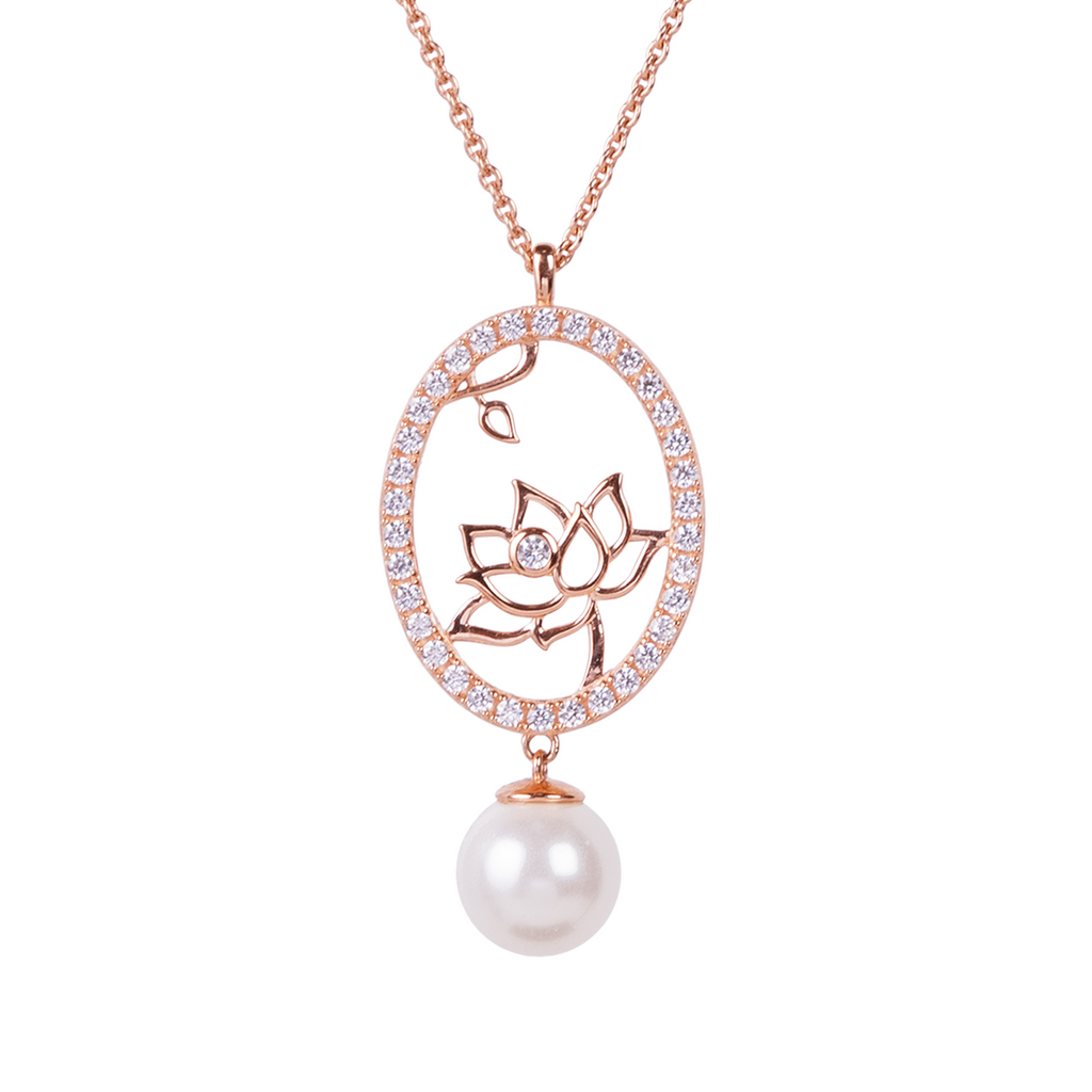 Lotus Fairies Oval Necklace Rose Gold | Shen Yun Collections