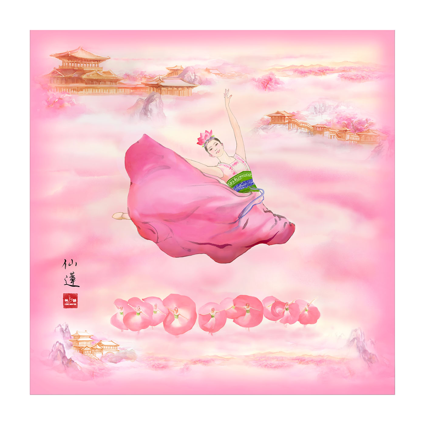 Lotus Fairies Scarf Cover | Shen Yun Collections