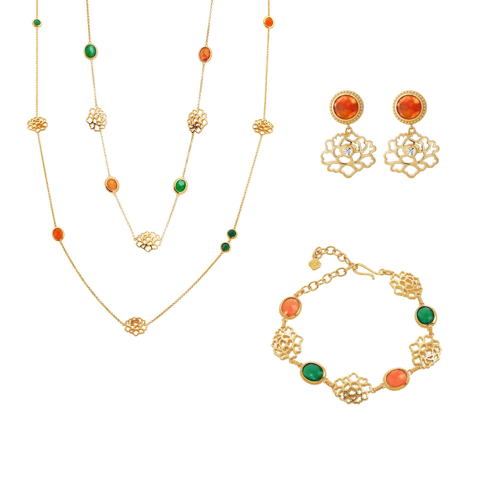 Majestic Tang Peony Set Gold Vermeil