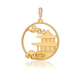 Mystical Moon Palace Charm Gold 23mm Front - Shen Yun Collections