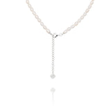 Pearl Charm Clasp Necklace Silver