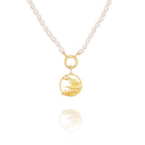 Pearl Charm Clasp Necklace Gold