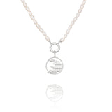 Pearl Charm Clasp Necklace Silver with Mystical Moon Palace Charm Silver - Shen Yun Collections