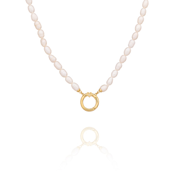 Pearl Charm Clasp Necklace Gold – Shen Yun Collections