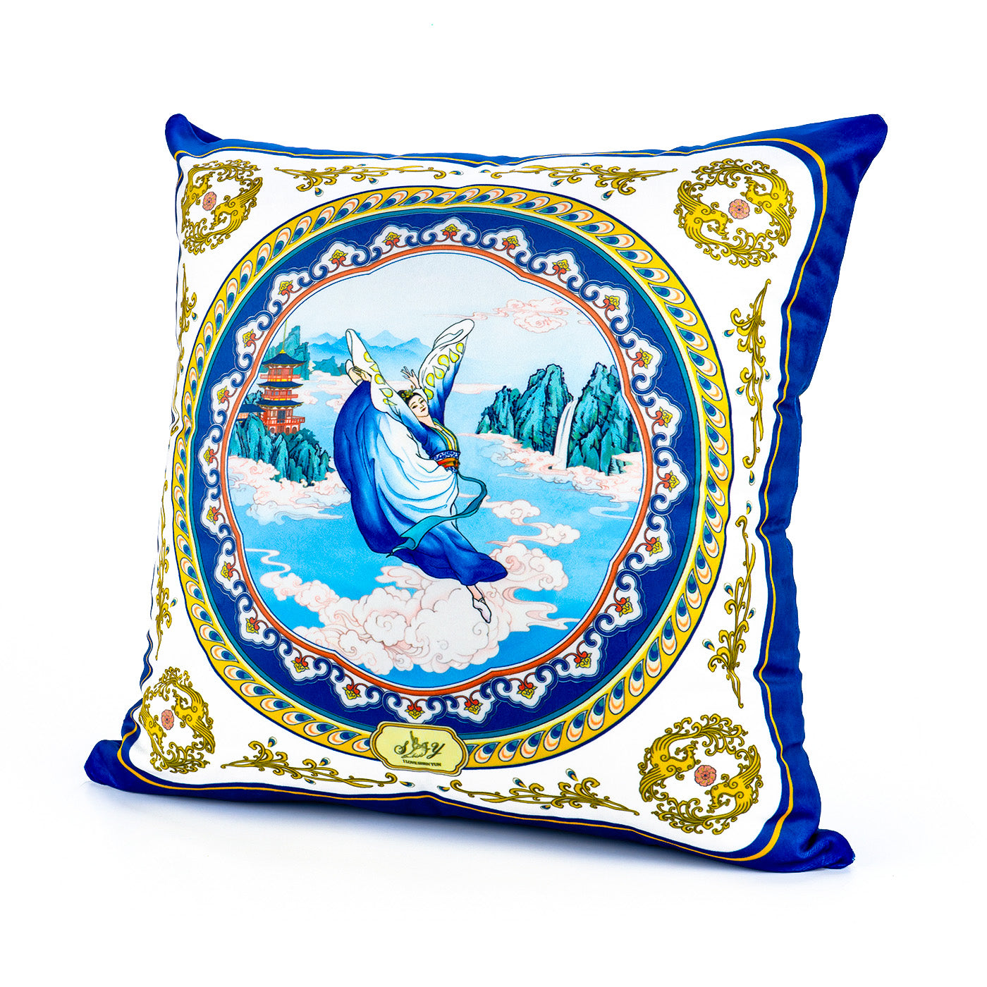 Phoenix of the Sapphire World Polyvelvet Cushion Cover - Shen Yun Collections