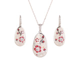 Plum Blossom Mosaic Mother of Pearl Set Silver