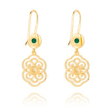 Blissful Ruyi Hook Earrings Green Agate Back - Shen Yun Collections